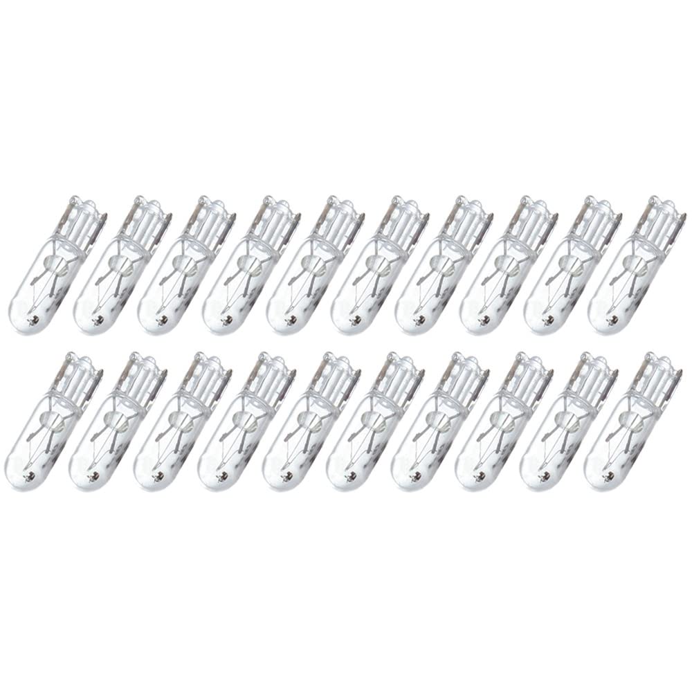 Cciyu 20 Pcs T5 17 86 206 White Halogen Light Bulb Instrument Cluster Gauge Dash Lamp 12V