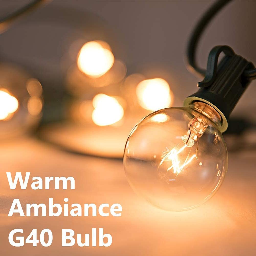 Abeja G40 Light Bulbs, 5W Clear Glass Globe, E12 Candelabra Base, Warm White, 50 Pack for Indoor/Outdoor Decor