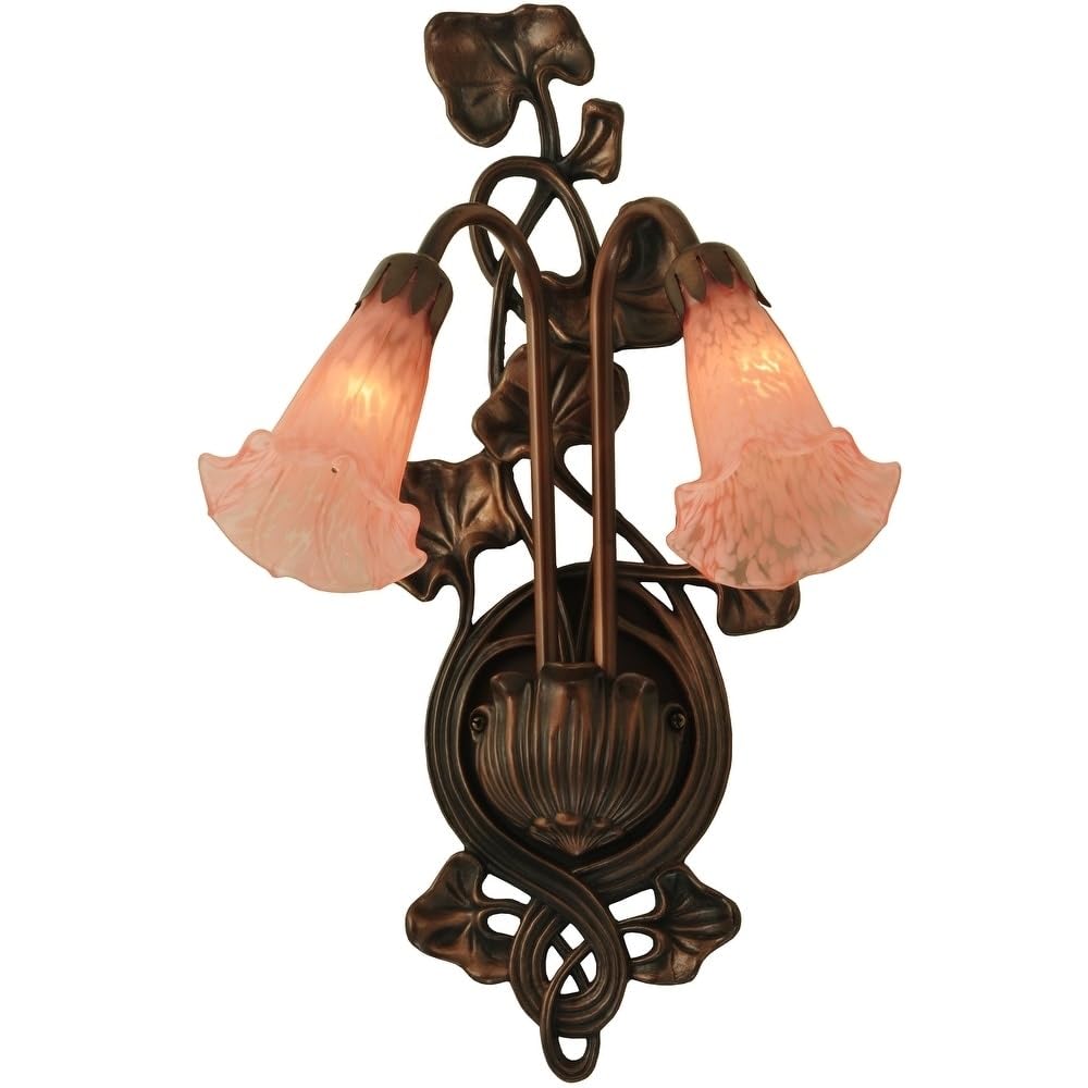 Meyda Tiffany 17552 Pond Lily 2 Light Wall Sconce, 11 W, Pink