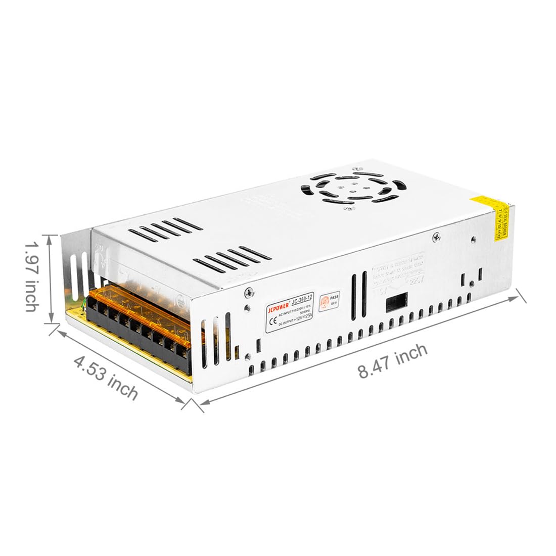 BTF-LIGHTING AC100-240V to DC12V 25A 300W Power Supply Adapter for LED Strip, CCTV, Security System