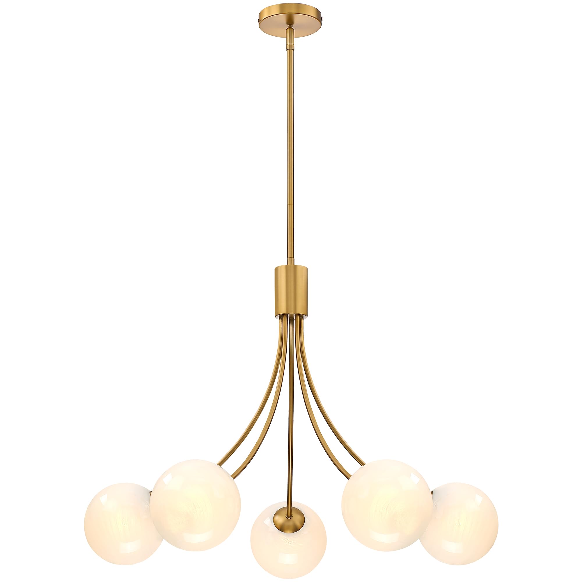 Triacas Bubble Chandelier, Modern Sputnik Dining Room 5-Light Chandelier with Gold Finish and Glass Globes for Kitchen Bedroom F