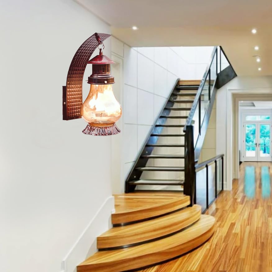Lyse Decor Glass Decorative Wall Hanging Light For Living Room, Wall Lamp Sconce For Home Decoration (Cherry Lantern)
