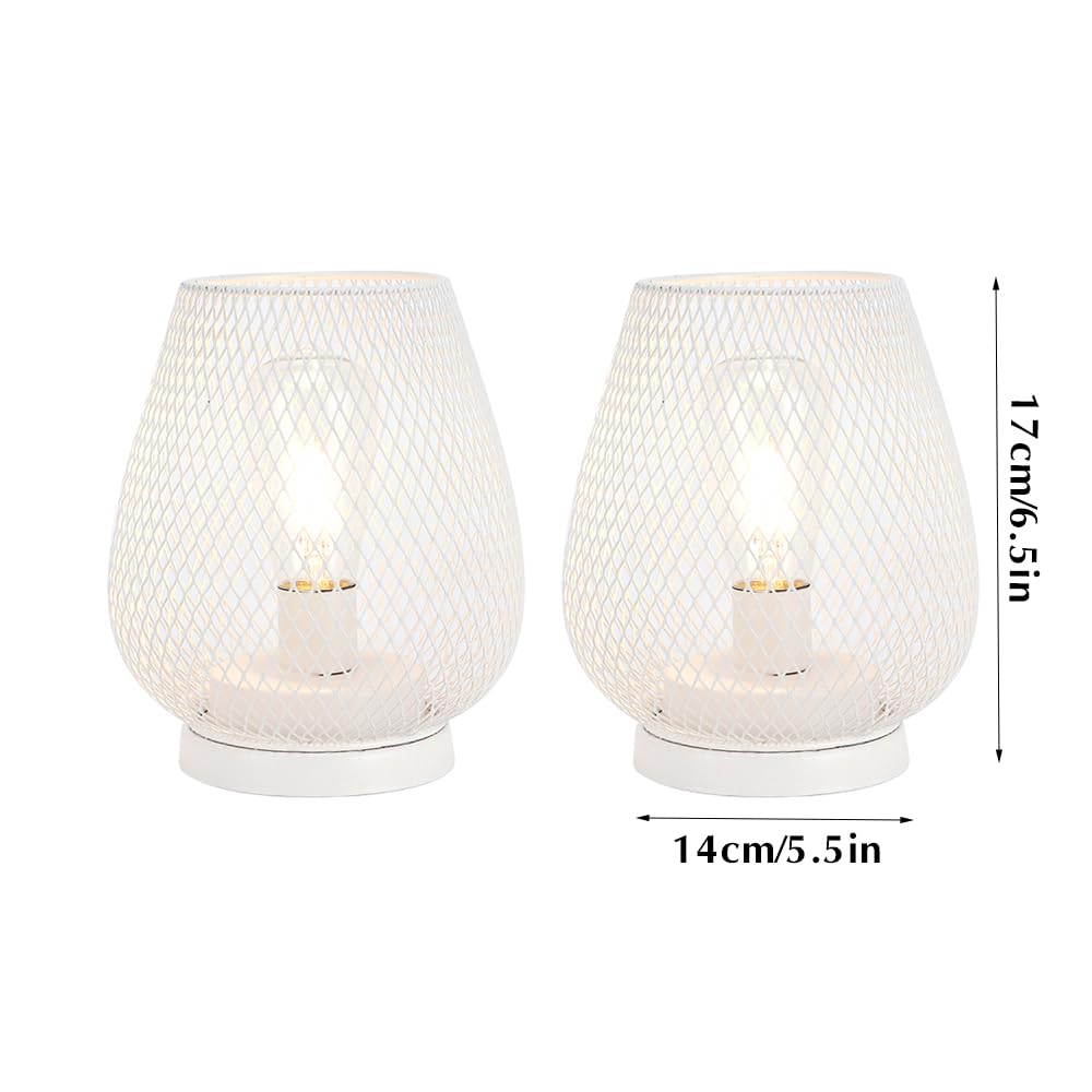 Jhy Design Set Of 2 Metal Cage Led Lanterns Battery Powered Cordless Accent Light With Led Great For Weddings Parties Patio Even