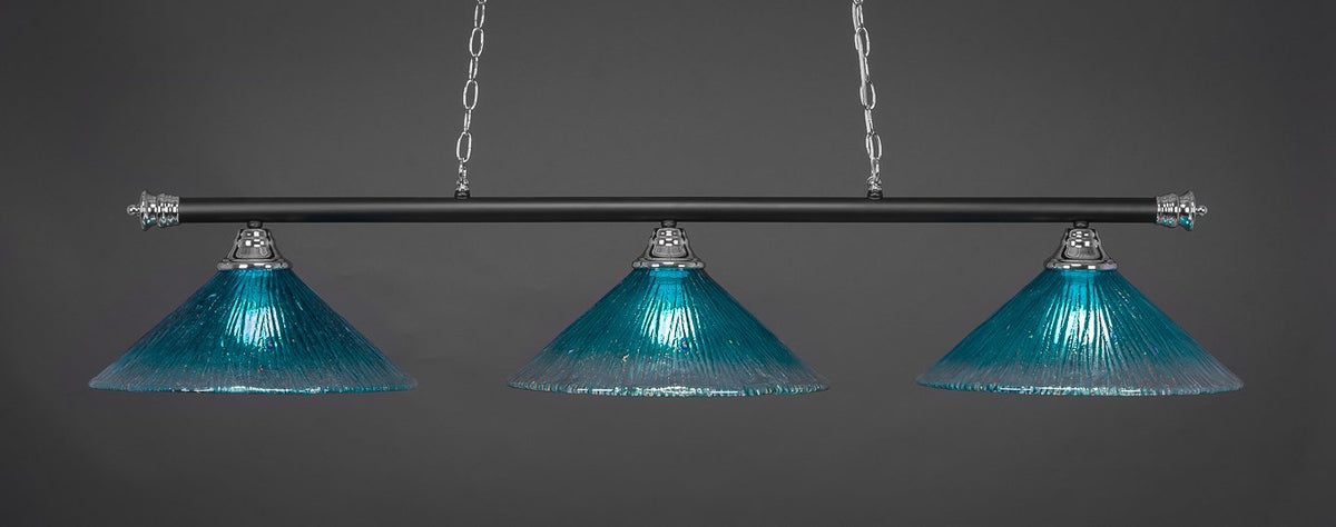 Toltec Lighting Oxford 3 Light Island In Chrome & Matte Black (373-Chmb-715)