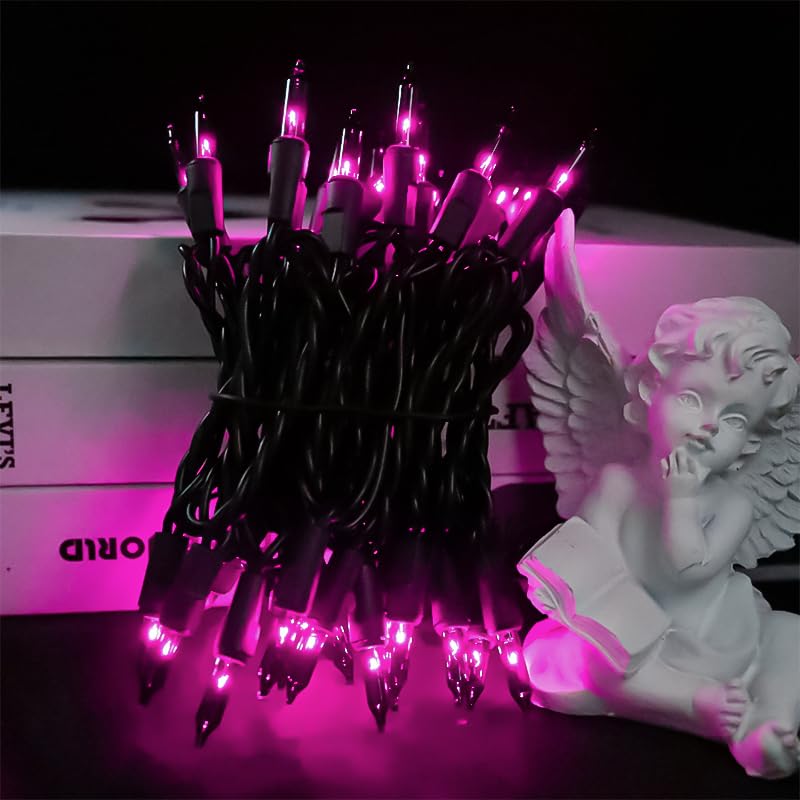Multi-Sparking Purple Halloween Lights Outdoor - 35 Count Incandescent Mini Christmas Lights For Indoor And Outdoor Halloween Decorations, 8.5 Feet Black Wire Halloween String Lights Set