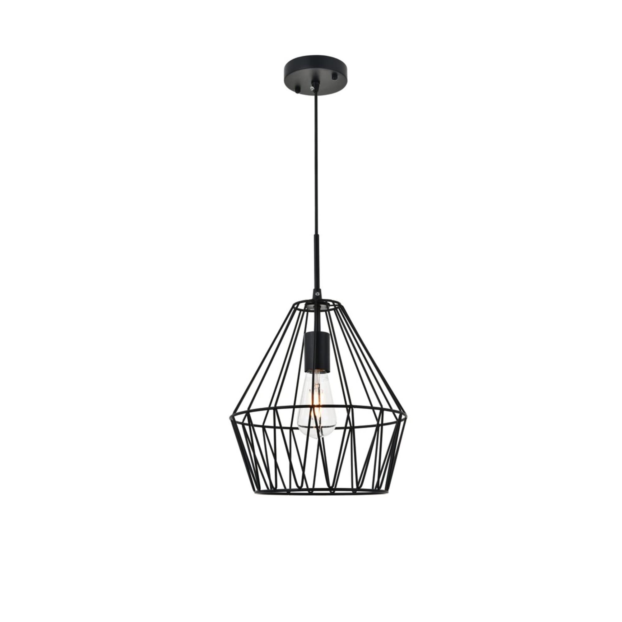 Living District Candor 1-Light Mid-Century Metal Pendant In Black