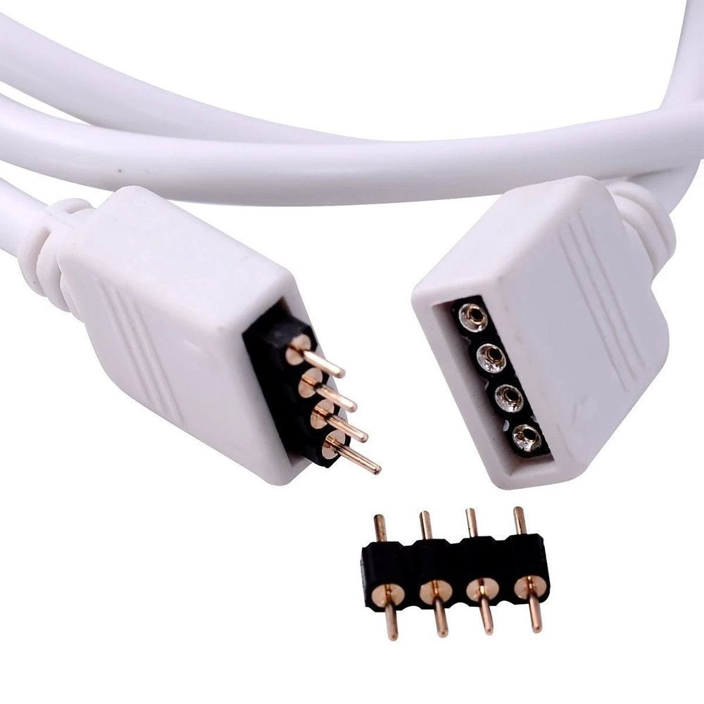 RGBZONE 2M Extension Cable for SMD 5050 RGB LED Strip Light, 6.6ft, Includes 4pcs 4pin Connectors, Plastic, Model FB5141AC