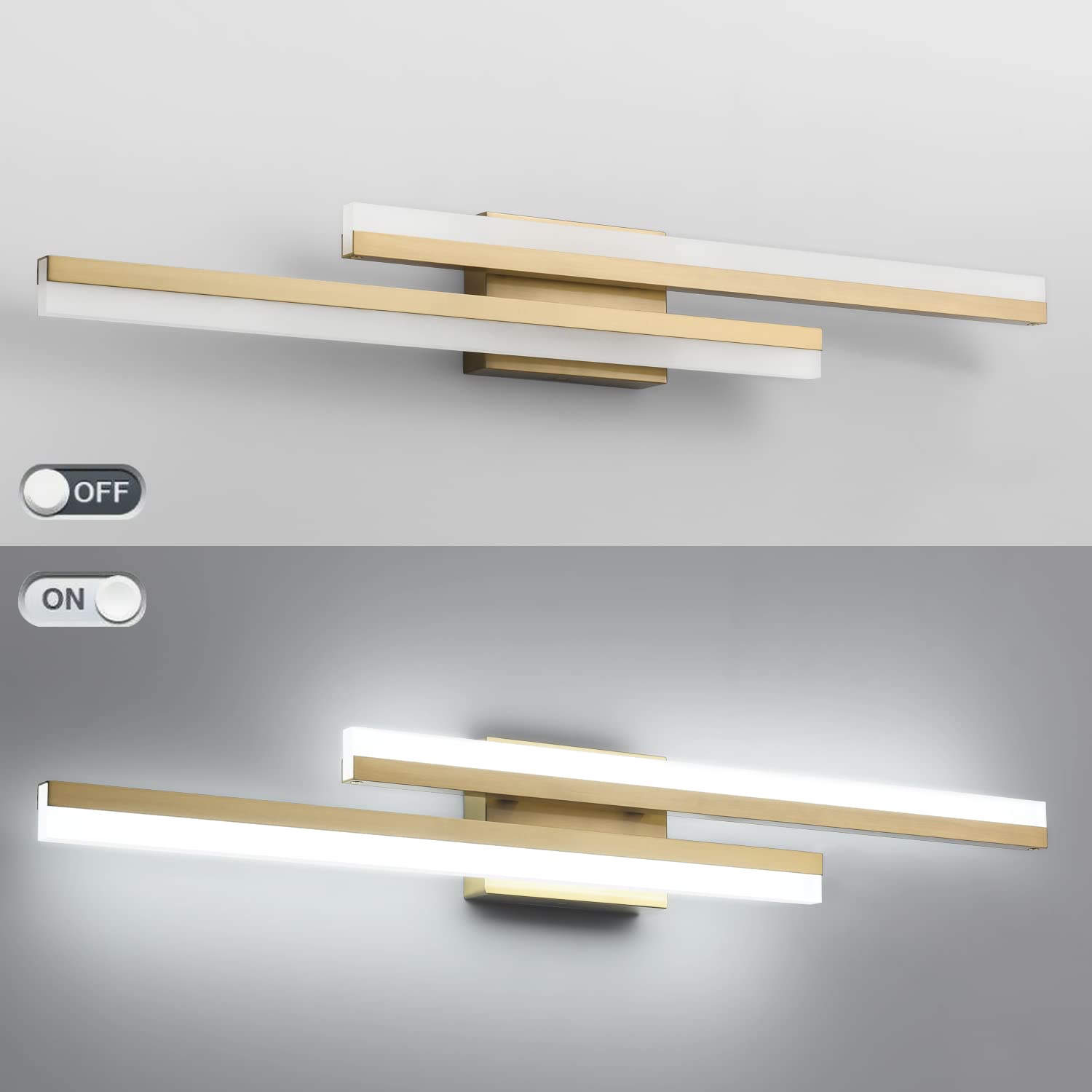 Presde 32Inch Modern Led Bathroom Vanity Light Fixtures Over Mirror Brushed Gold Vanity Lighting(Cold White 6000K)