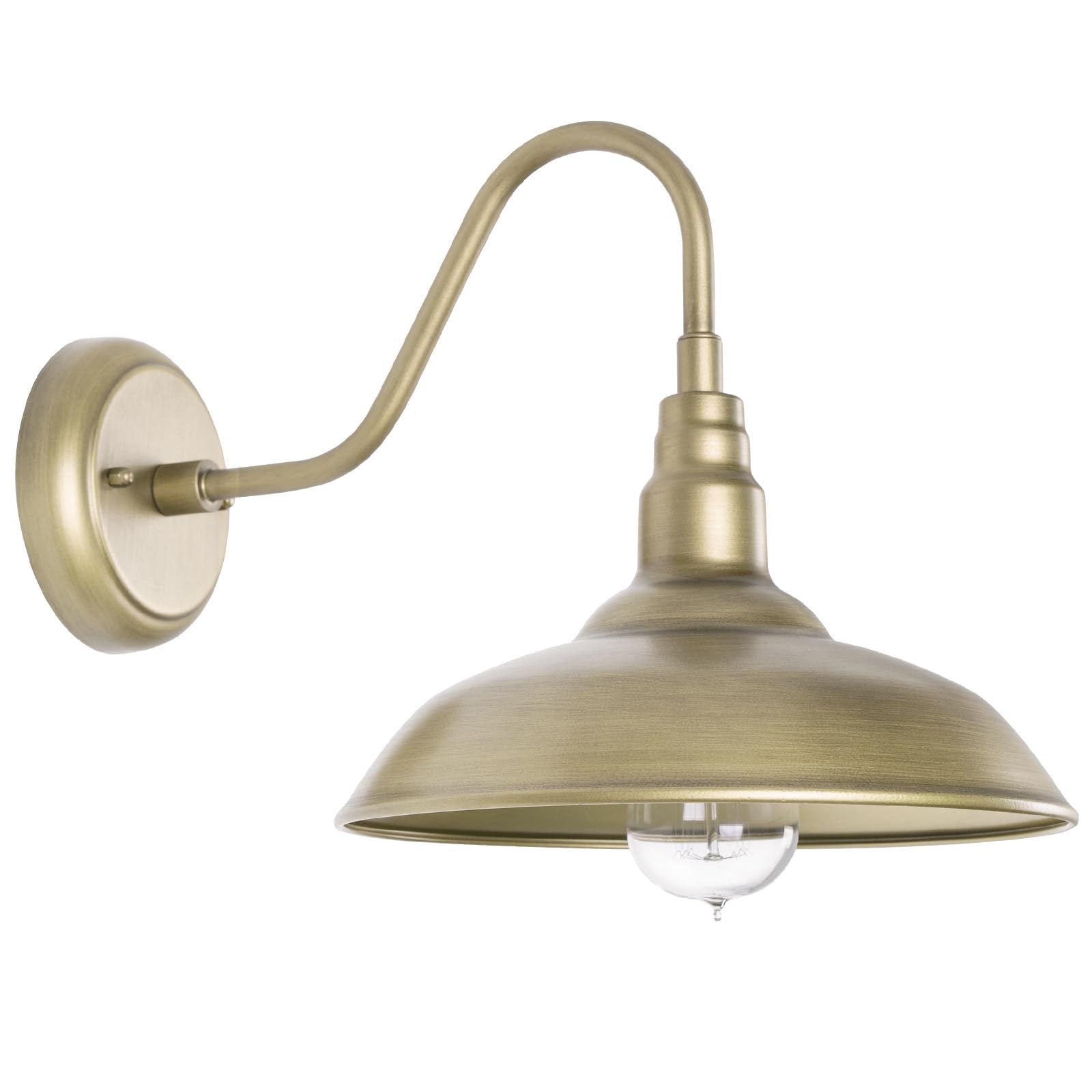 GOALPLUS 10 Inch Gooseneck Barn Light for Farmhouse, Brass Exterior Barn Style Light Fixture with Wall Mount, Outside Goose Neck