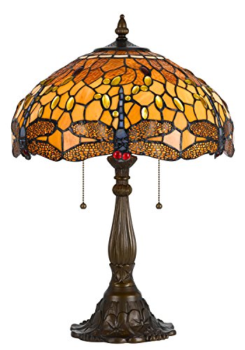 Cal Lighting Bo-2372Tb Tiffany/Mica Two Table Lamp Lighting Accessories, Copper 16.5 X 16.5 X 25