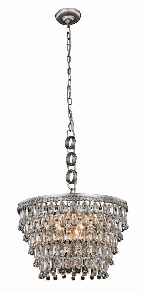 Elegant Furniture & Lighting 1219D19As-Rc Nordic Royal Cut Clear Antique Silver Pendant Lamp- 12 X 19 In