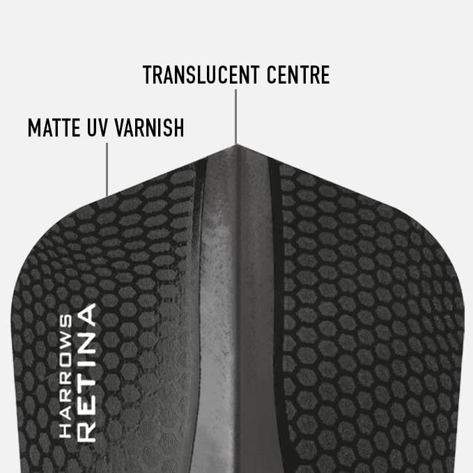 Harrows Retina Dart Flights - 100 Micron, Black, 5 Sets (15 Flights Total) - enhanced Extra Strong Darts Accessories Made in UK