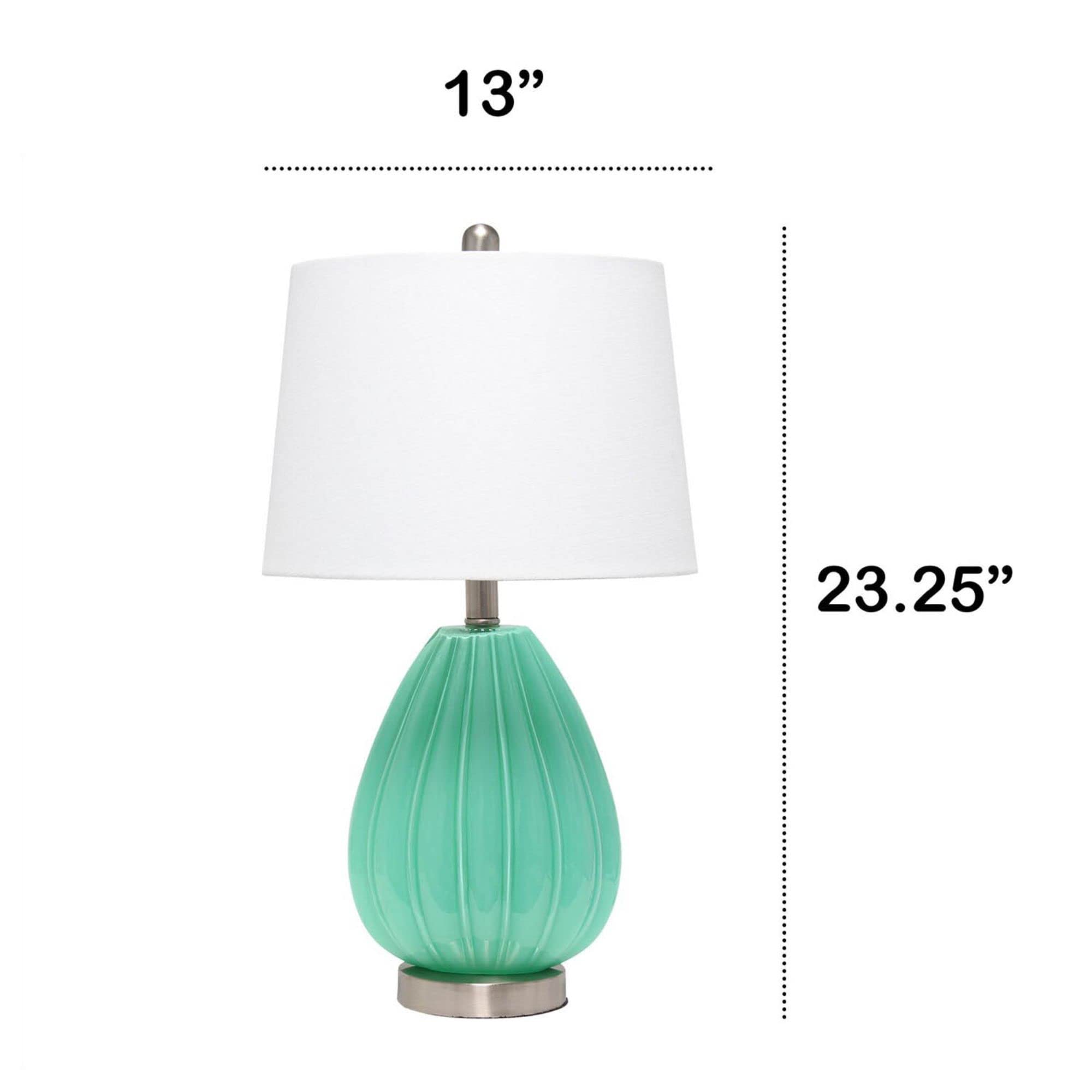 LALIA HOME Contemporary Pleated Table Lamp, Seafoam, White Fabric Shade, Model LHT-5006-SF