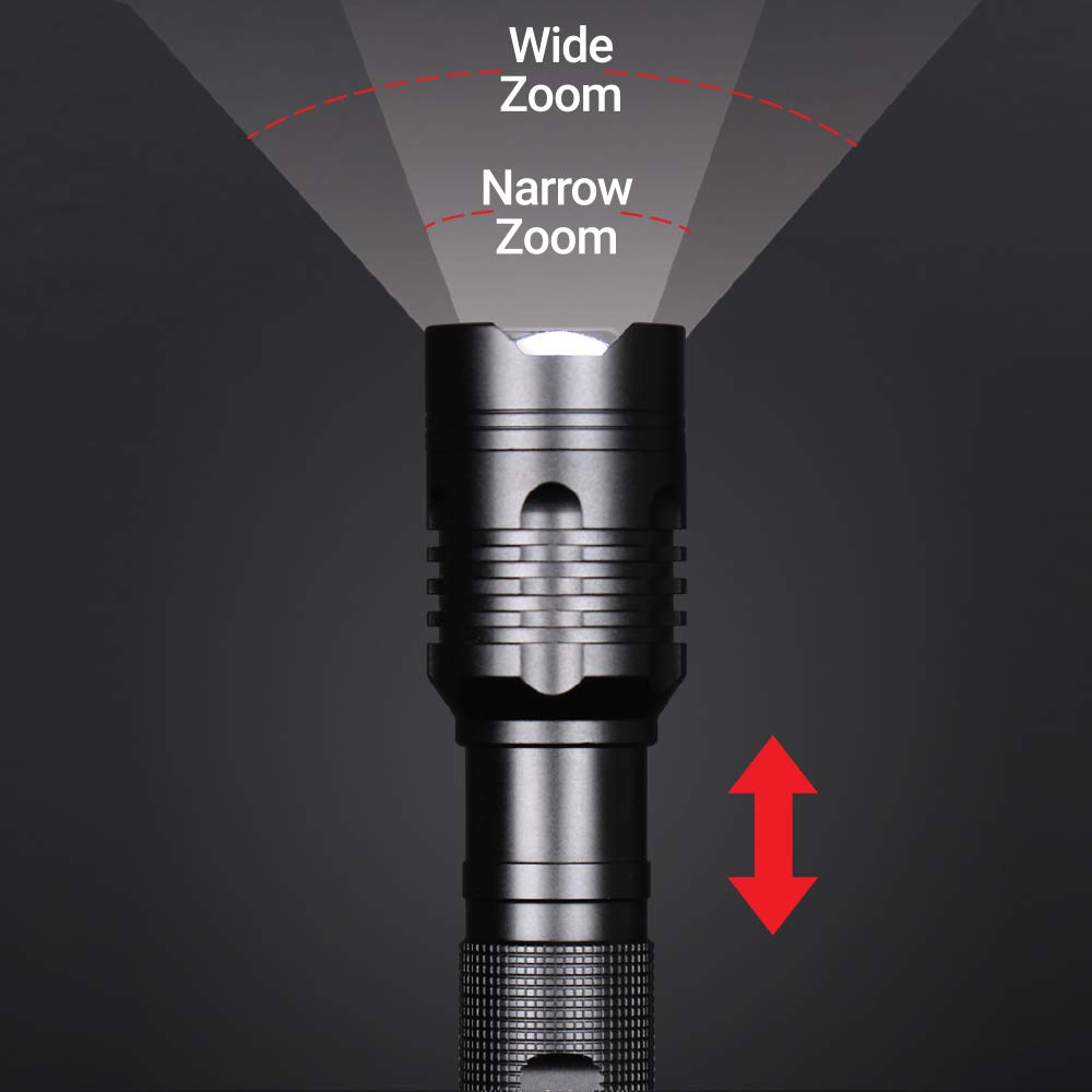 Feit Electric LED Tactical Flashlight - 1700 Lumen Bright White - Aluminum Alloy, 9.76 inches, Zoomable, Model FL1700