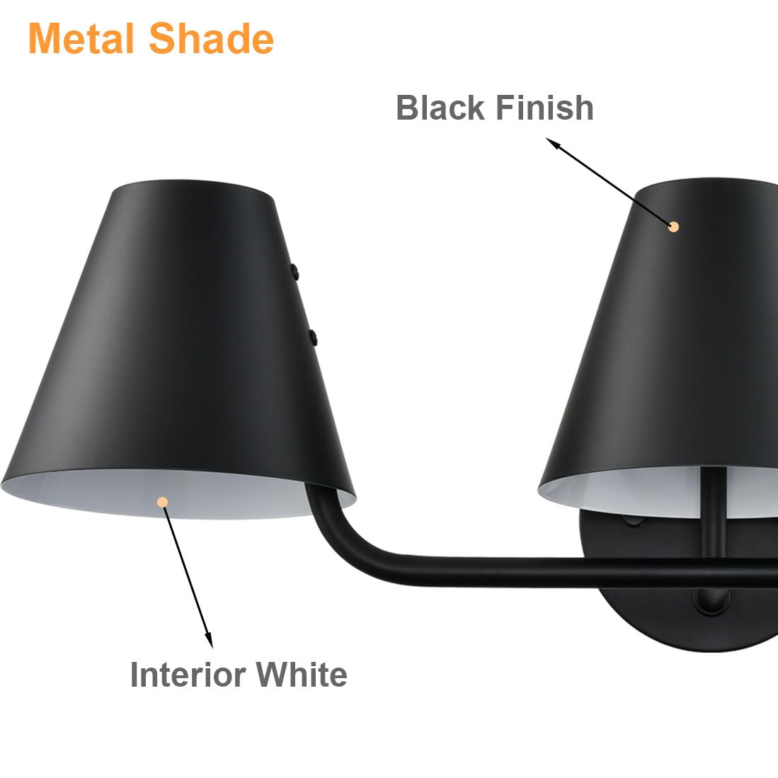 DIRYZON 3-Light Bathroom Vanity Light, Industrial Black Wall Sconce, Metal Shade, Model T3307-3BU-BK