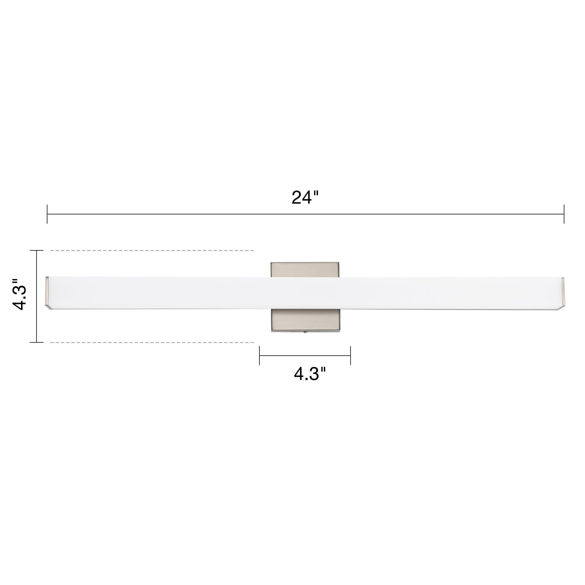 YHTlaeh Bathroom Vanity Light 31.5" Dimmable LED Brushed Nickel Wall Bar Fixture, Model 7610, 4000K Natural White