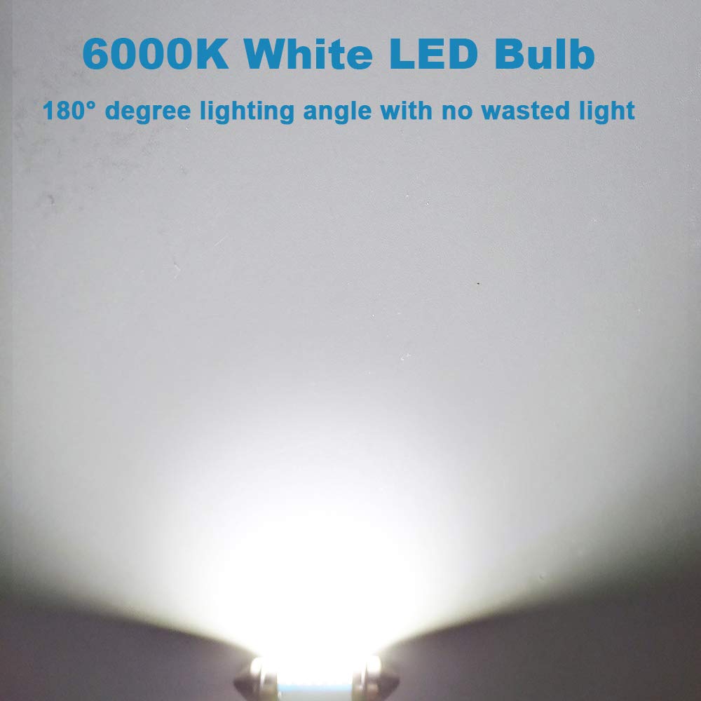 Serundo Auto 6418 Led Festoon Bulb 36Mm 1.42In C5W Festoon Led, Super Bright 16Smd 3014 Chips 6000K White Interior Led Bulb Used