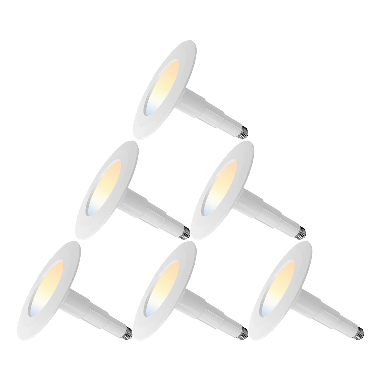 Jolux 6-Pack 5/6'' 5CCT Retrofit LED Recessed Lighting,Selectable 2700K/3000K/3500K/4000K/5000K,12W=60W,800Lumen,Dimmable Can Li