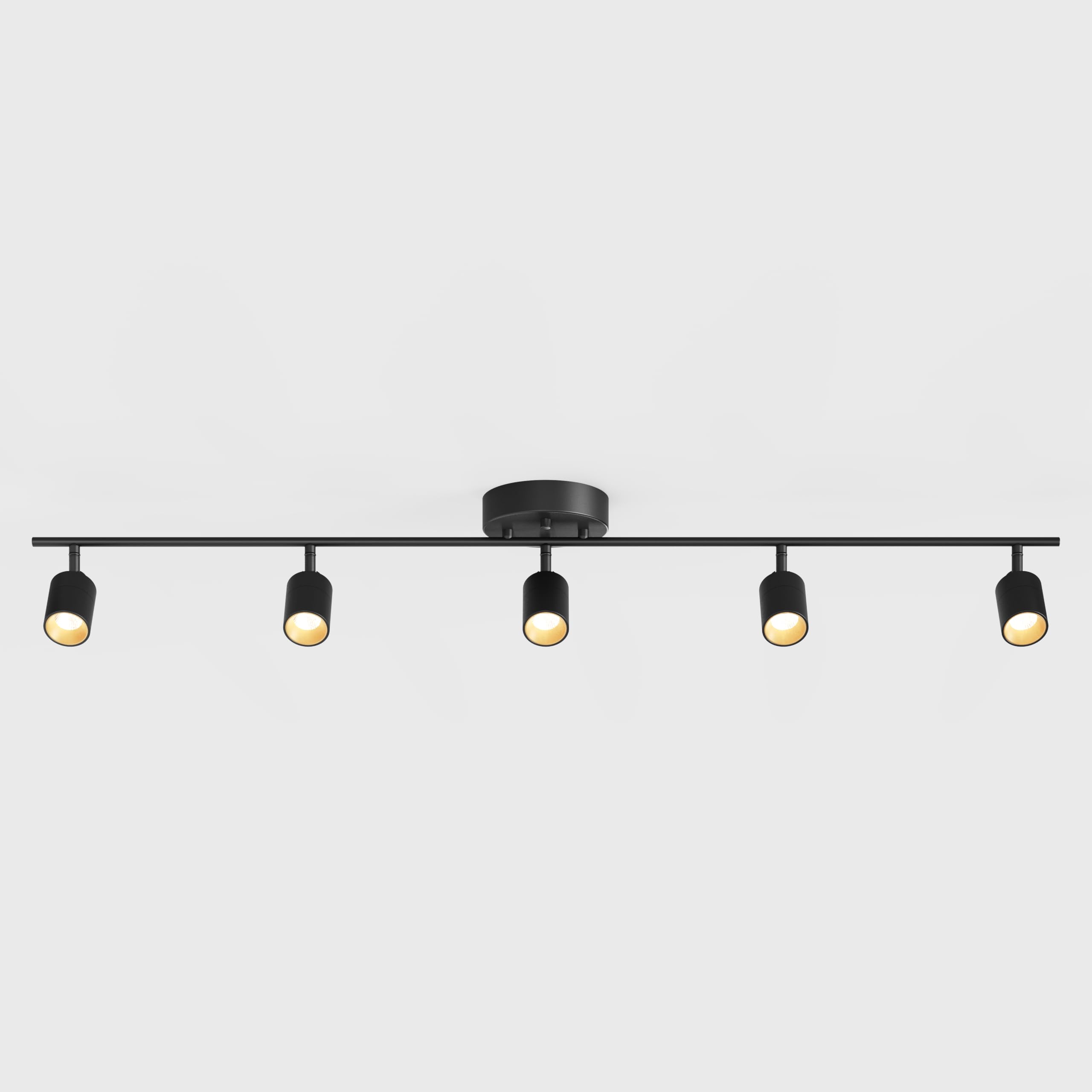 Shura Black 5-Light Track Light with Adjustable Heads, Integrated LED Bulbs, 4 ft. Track Lighting Kit Ceiling Light, 3000k, 2450