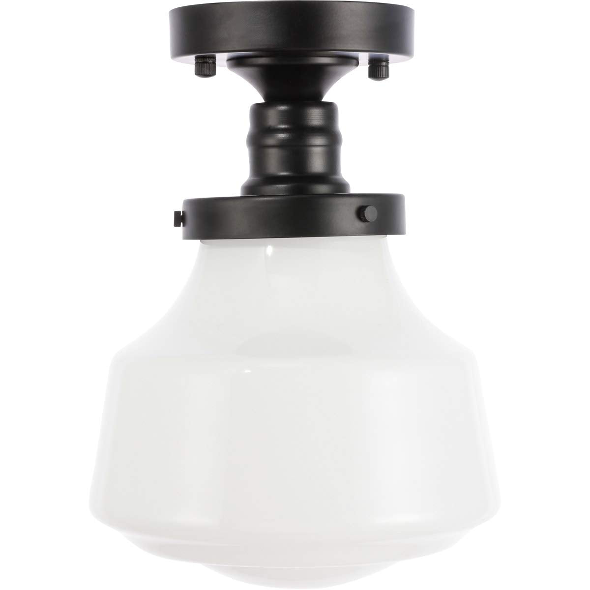 Living District Lyle 1-Light Metal & Glass Flush Mount in Black/Frosted White