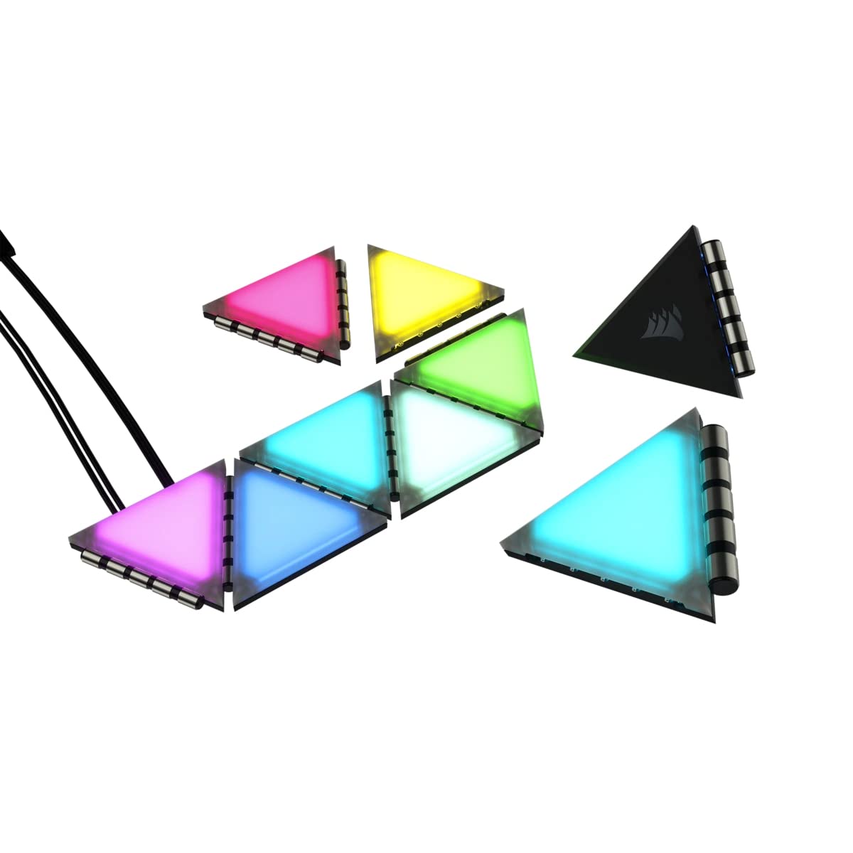 Corsair iCUE LC100 Case Accent Lighting Panels - Mini Triangle - 9X Tile Expansion Kit (81 RGB LEDs with Light Diffusion, Simple