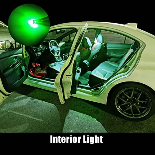 LASFIT LED Bulb T10 194 2825 W5W 400LM 6000K Green Pack of 2 Non-Polarity Canbus Error Free