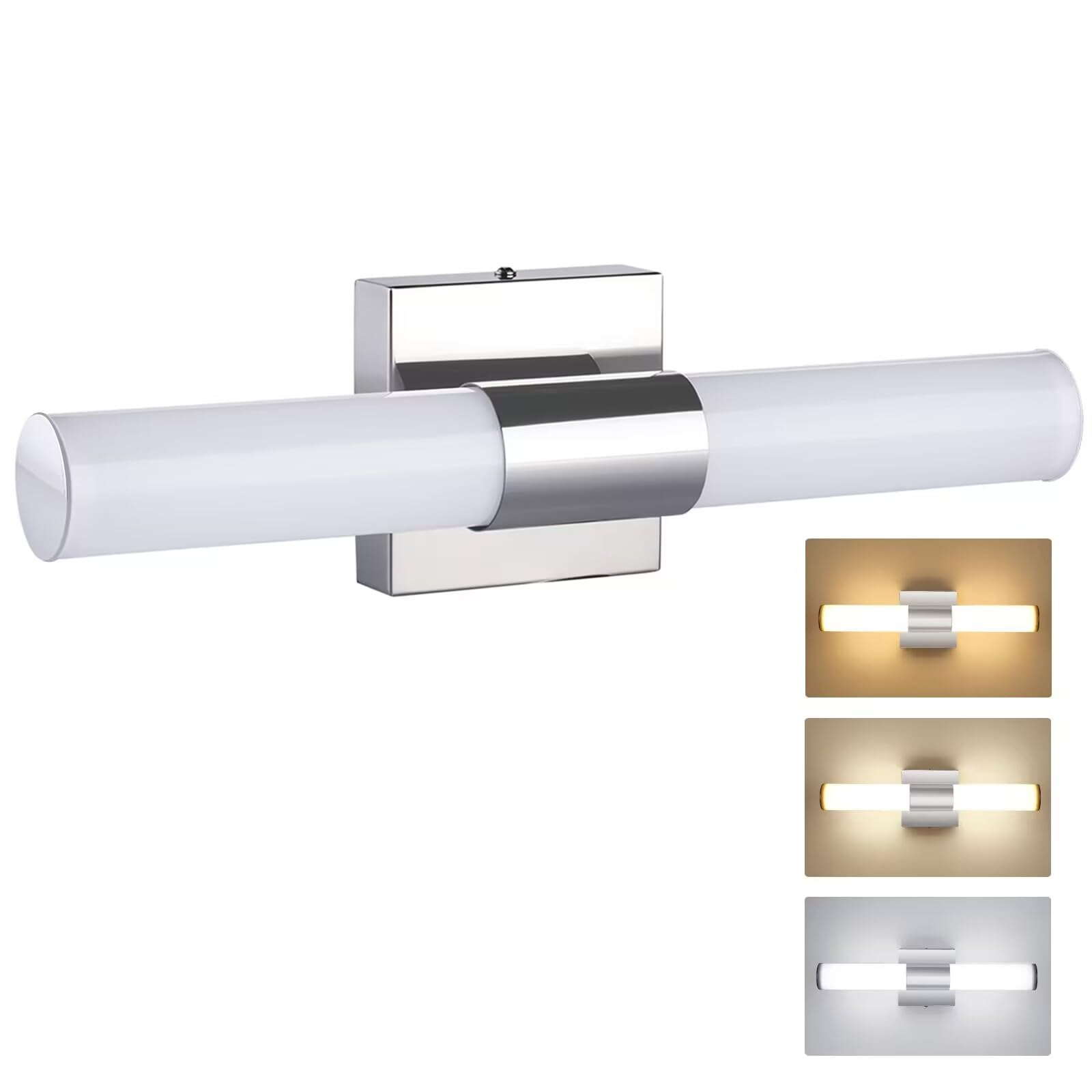 TRLIFE Modern Bathroom Vanity Light, 10W LED, Dimmable, 18.1inch, Stainless Steel, 3 Color Temperature, Model Vanity-3Co-46L