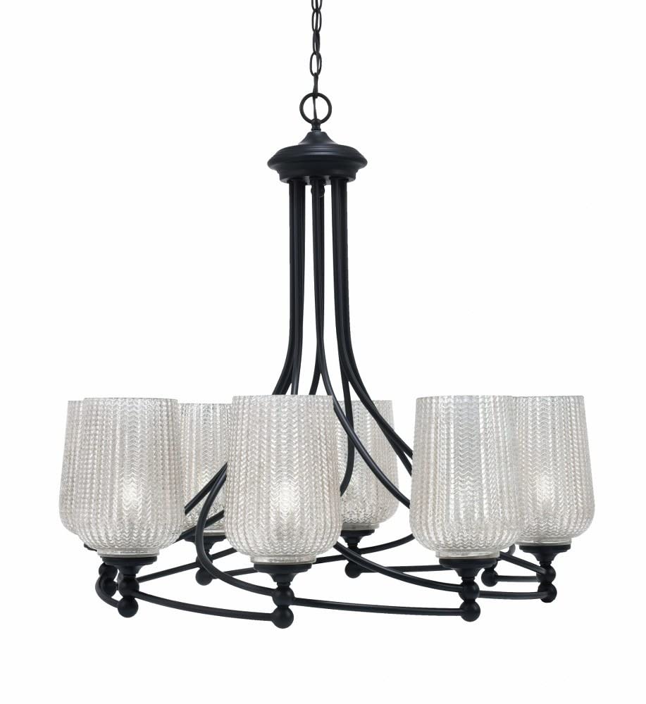 Toltec Lighting 908-Mb-4253 Capri - 8 Light Uplight Chandelier-26.5 Inches Tall And 25 Inches Wide, Finish Color: Matte Black, Glass Color: Silver Textured