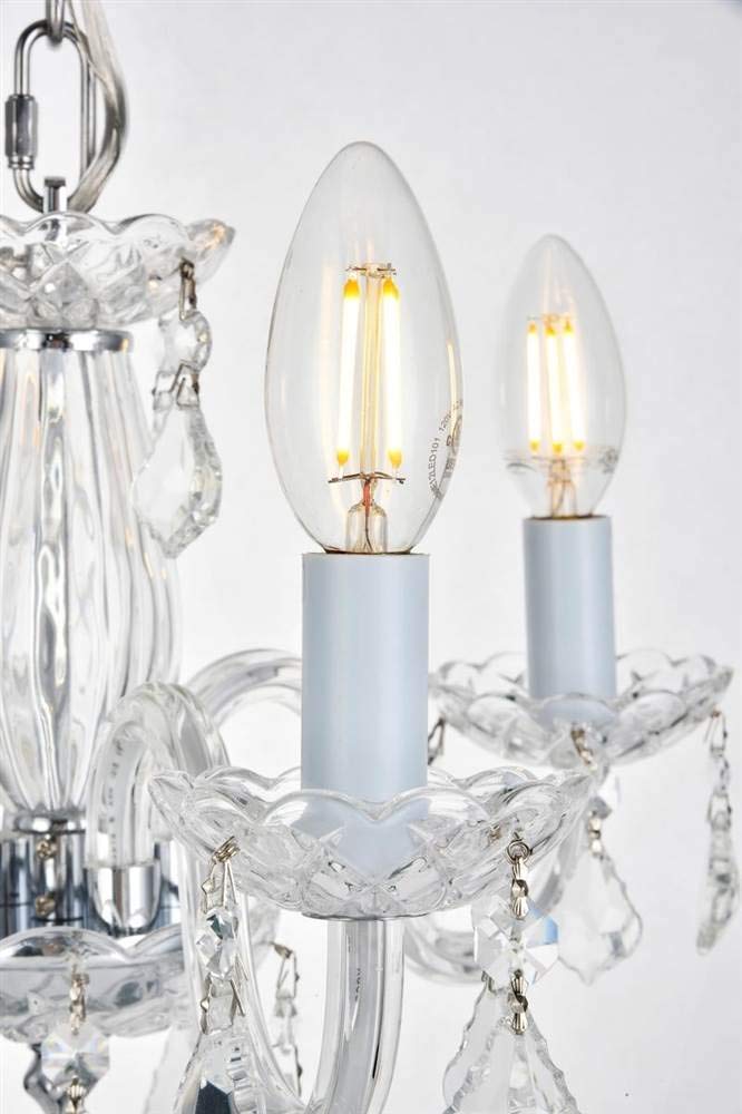 Elegant Lighting Rococo 4 Light Chrome Clear Hanging Pendant Lamp with Royal Cut Crystal