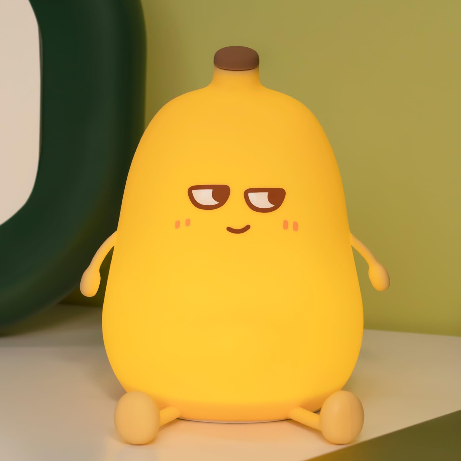 SMOORITA Banana Night Light for Kids, Cute Night Lamp for Room Decor, Portable Silicone Kids Lamp USB Rechargeable Nightlight, B