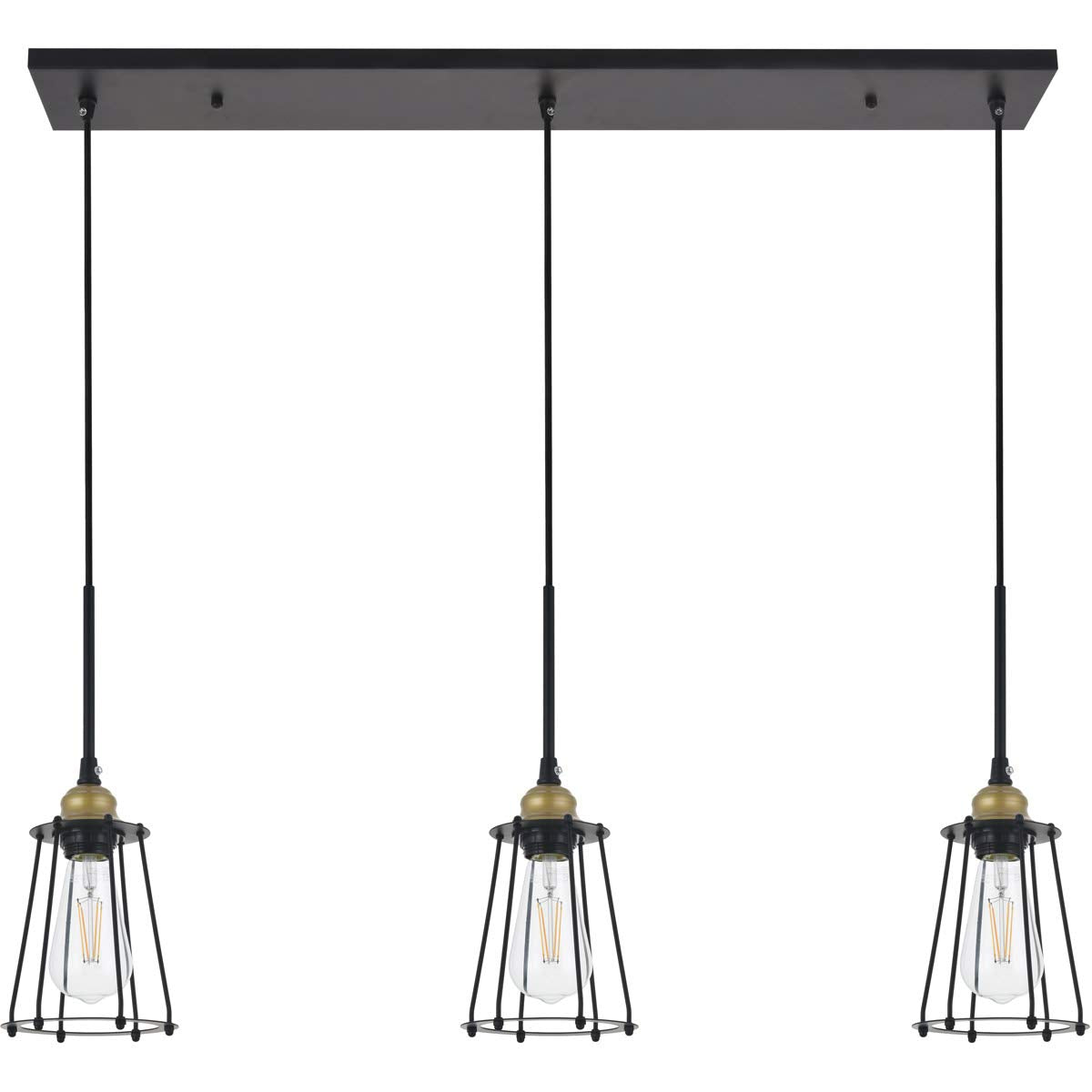 Living District Indoor Modern Home Decorative Bright Ceiling Auspice 3 Light Brass and Black Pendant