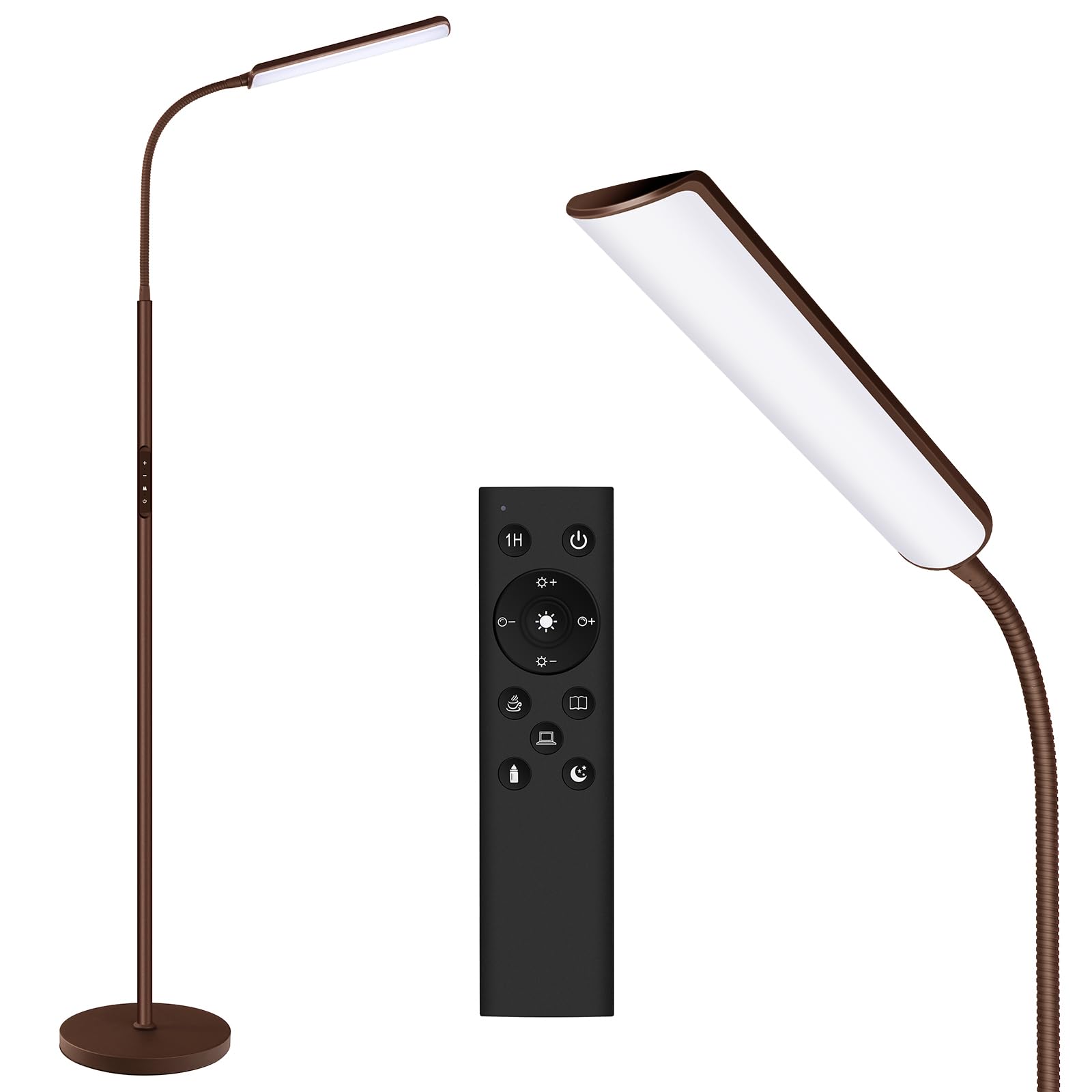 Dimunt LED Floor Lamp, Bright 15W Floor Lamps for Living Room, Adjustable 3000K-6000K & Brightness Standing Lamp with Remote & T