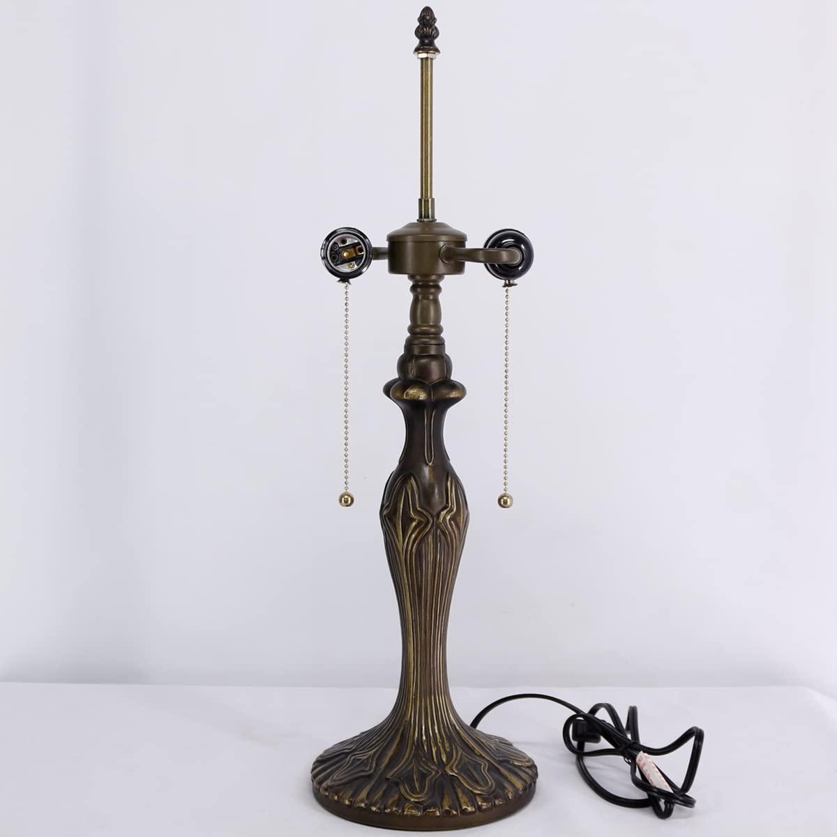 WERFACTORY Tiffany Table Lamp Base Replacement, 24" Height, Dark Bronze, Fits 12-18" Shades, Zinc Metal, Pull Chain Switch