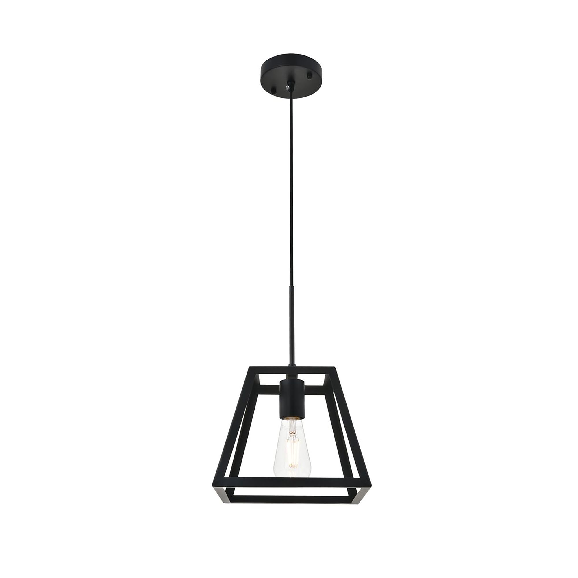 Living District Resolute 1-Light Mid-Century Metal Pendant in Black
