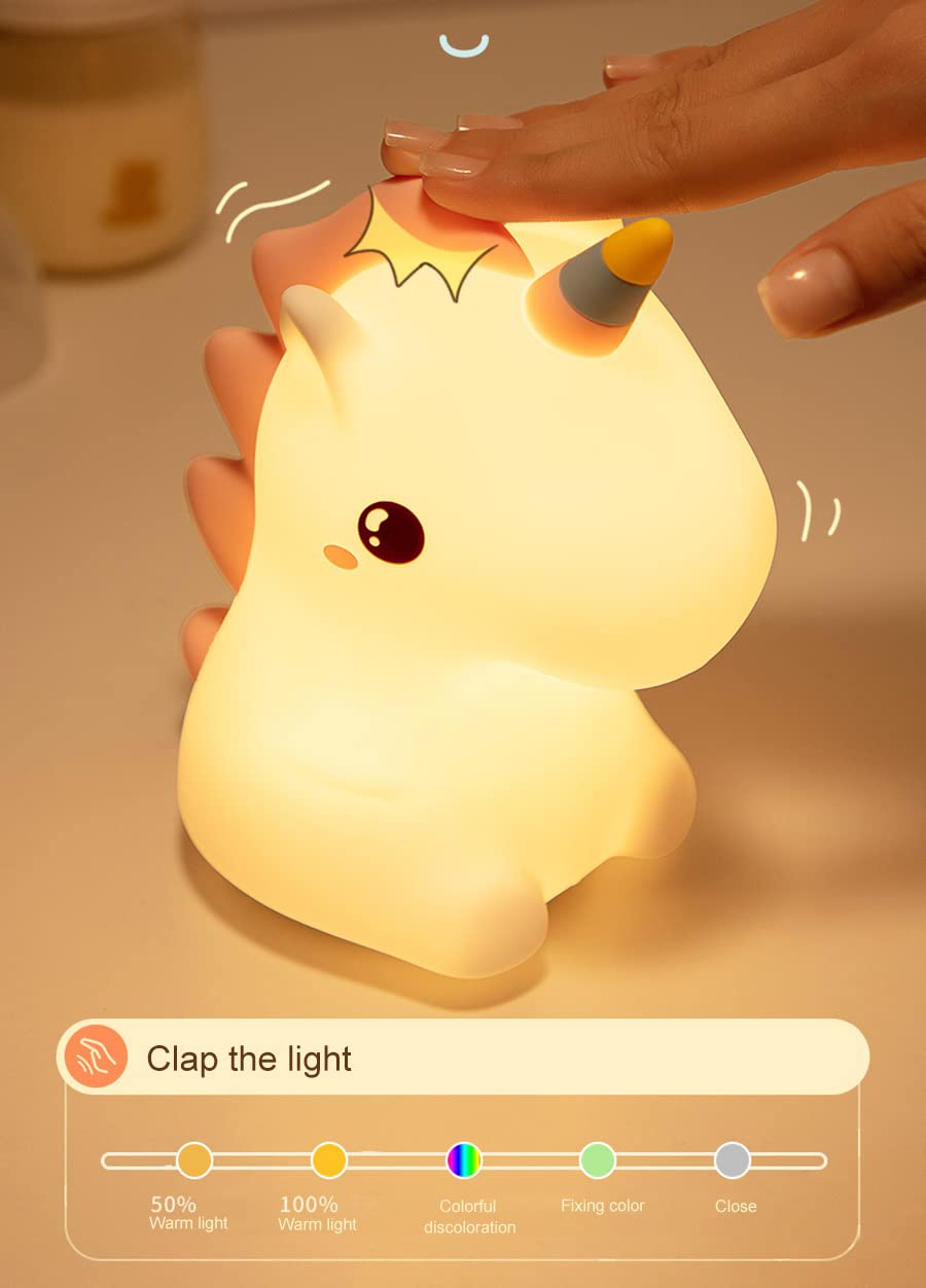 Dimanito Cute Kids Night Light Night Lamp Night Lights For Kids Bedroom Toddler Baby Portable Silicone Battery Led Nightlight Nursery (Unicorn)