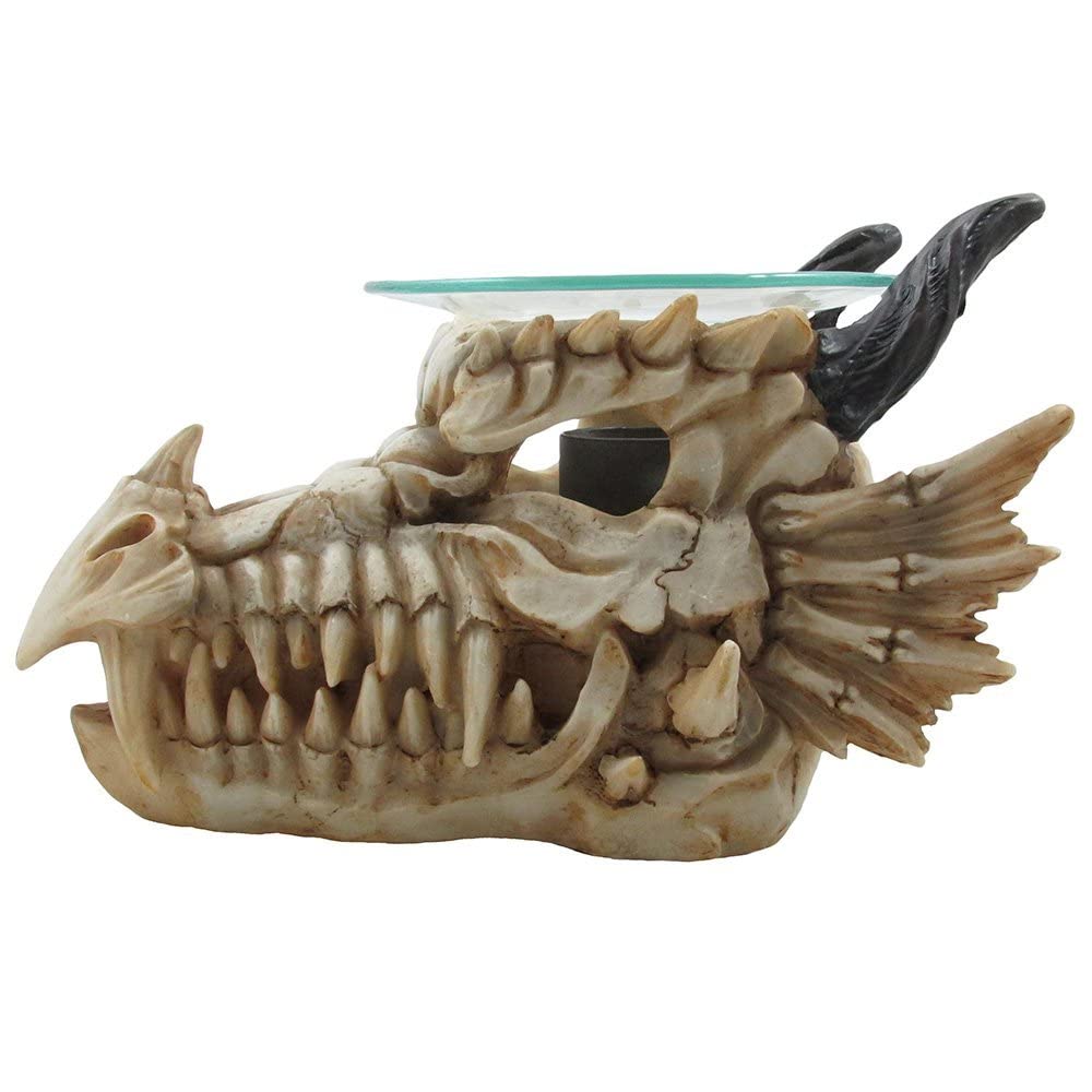 Decorative Snarling Magical Dragon Skull Electric Oil Warmer or Tart Burner for Aromatherapy Essential Scented Oils in Mythical