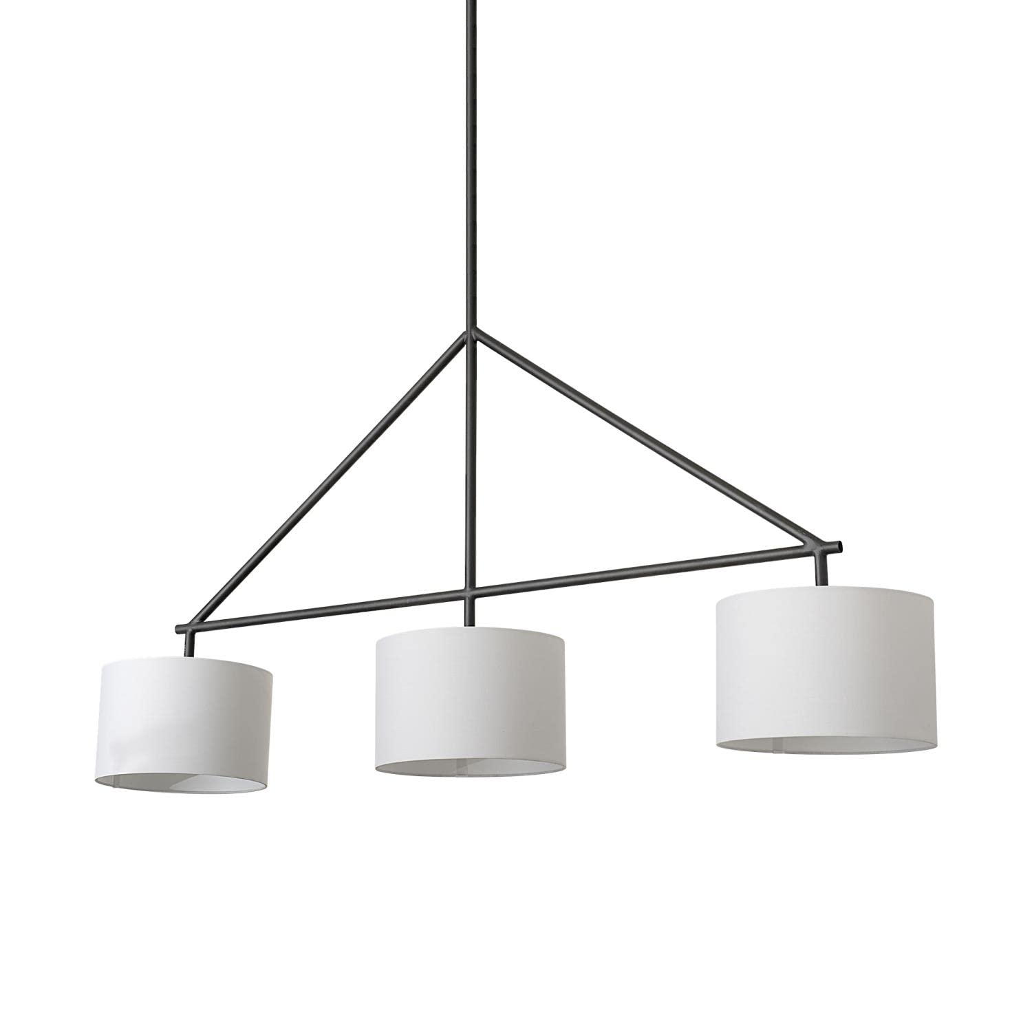 Mercana Nelly 60X74 Black Metal Pipe White Shade Three Bulb Chandelier Light-Like New Condition