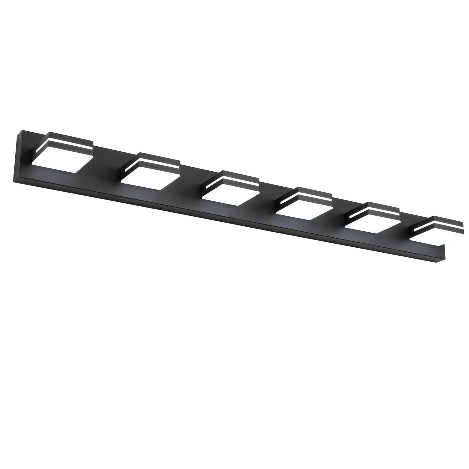 Sinerise Led Modern Bathroom Vanity Light Fixtures (6-Light, 48-Inch, Dimmable), Matte Black Modern Acrylic Bathroom Wall Lighti