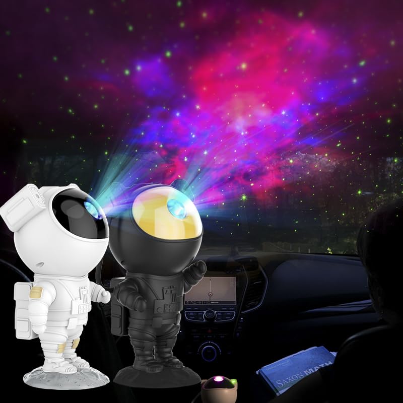 SFOUR Star Projector LED Lamp - Galaxy Night Light, Astronaut Design, Black Gold, Remote & Timer, Ideal for Kids & Adults, Model A-S-123