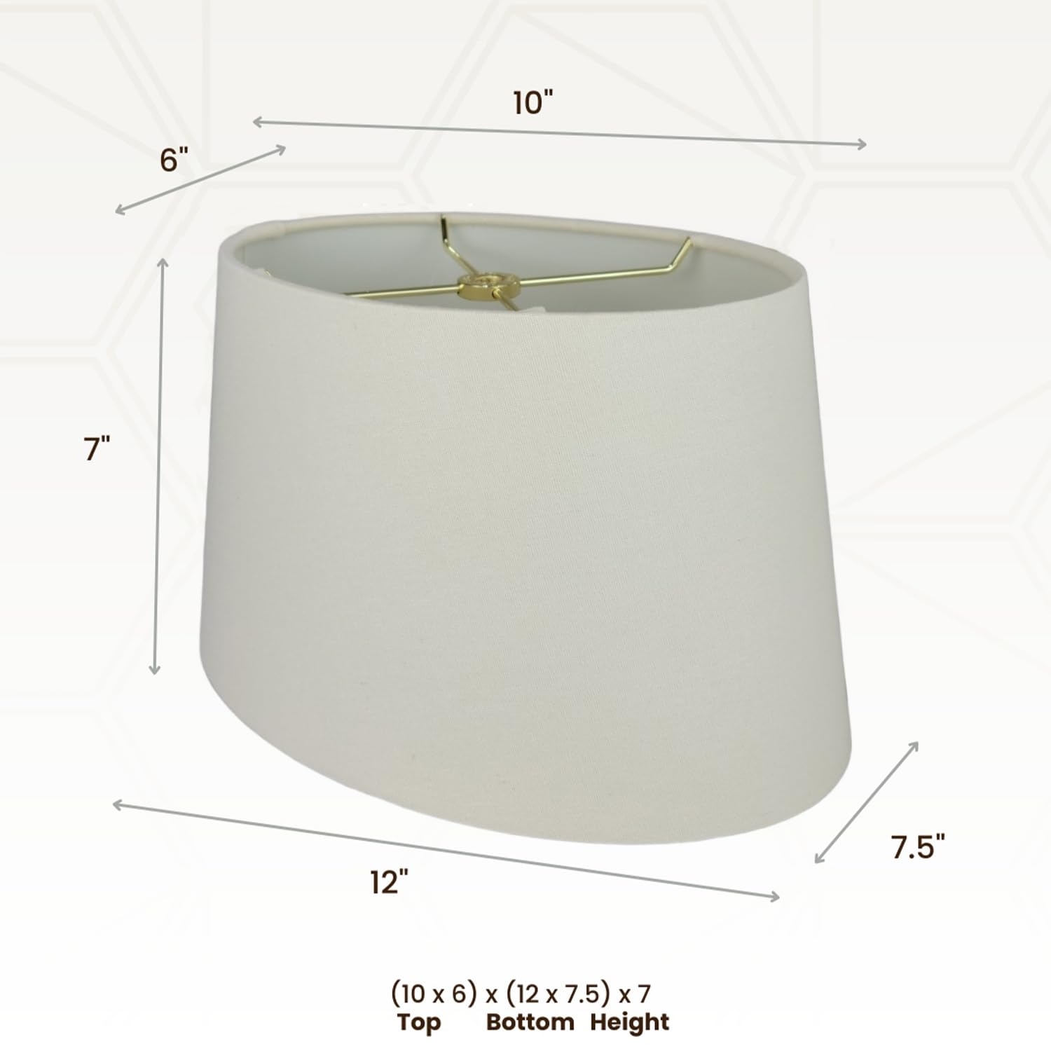 Royal Designs, Inc. Shallow Oval Hardback Lamp Shade, Hb-611-12Lneg, Linen Eggshell, (10 X 6) X (12 X 7.5) X 7