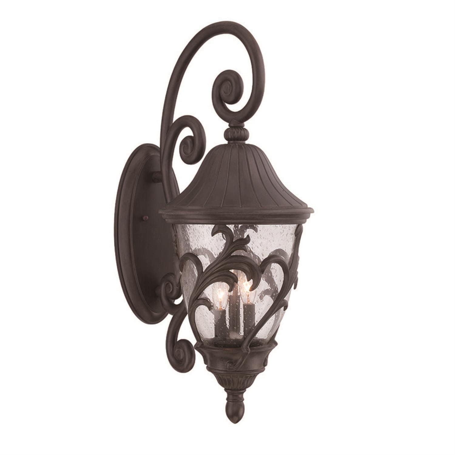 Acclaim Lighting Capri 3-Light Outdoor Wall Lantern, Black Coral, 12X30, Glass