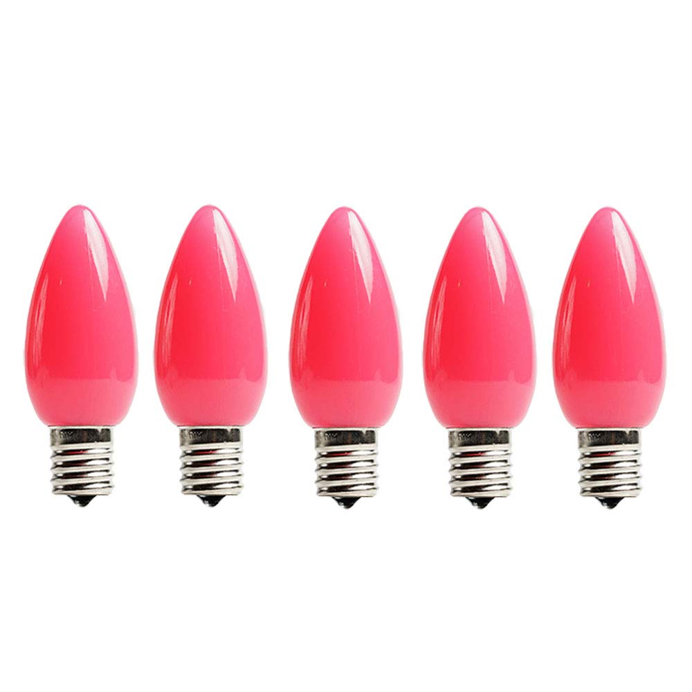 EZLS C9 Pink Opaque SMD LED Bulbs - 5 Pack Smooth Lens Pink Opaque C9 Replacement Bulbs