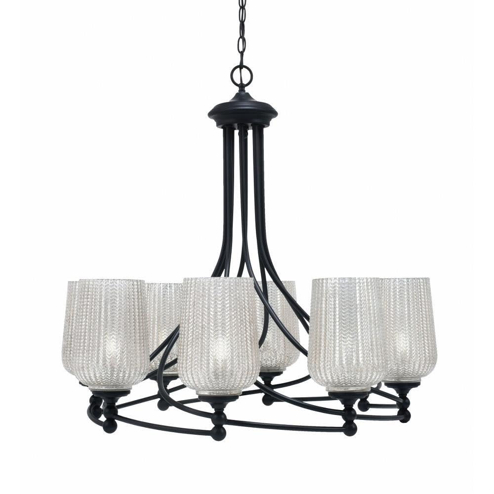 Toltec Lighting 908-Mb-4253 Capri - 8 Light Uplight Chandelier-26.5 Inches Tall And 25 Inches Wide, Finish Color: Matte Black, Glass Color: Silver Textured