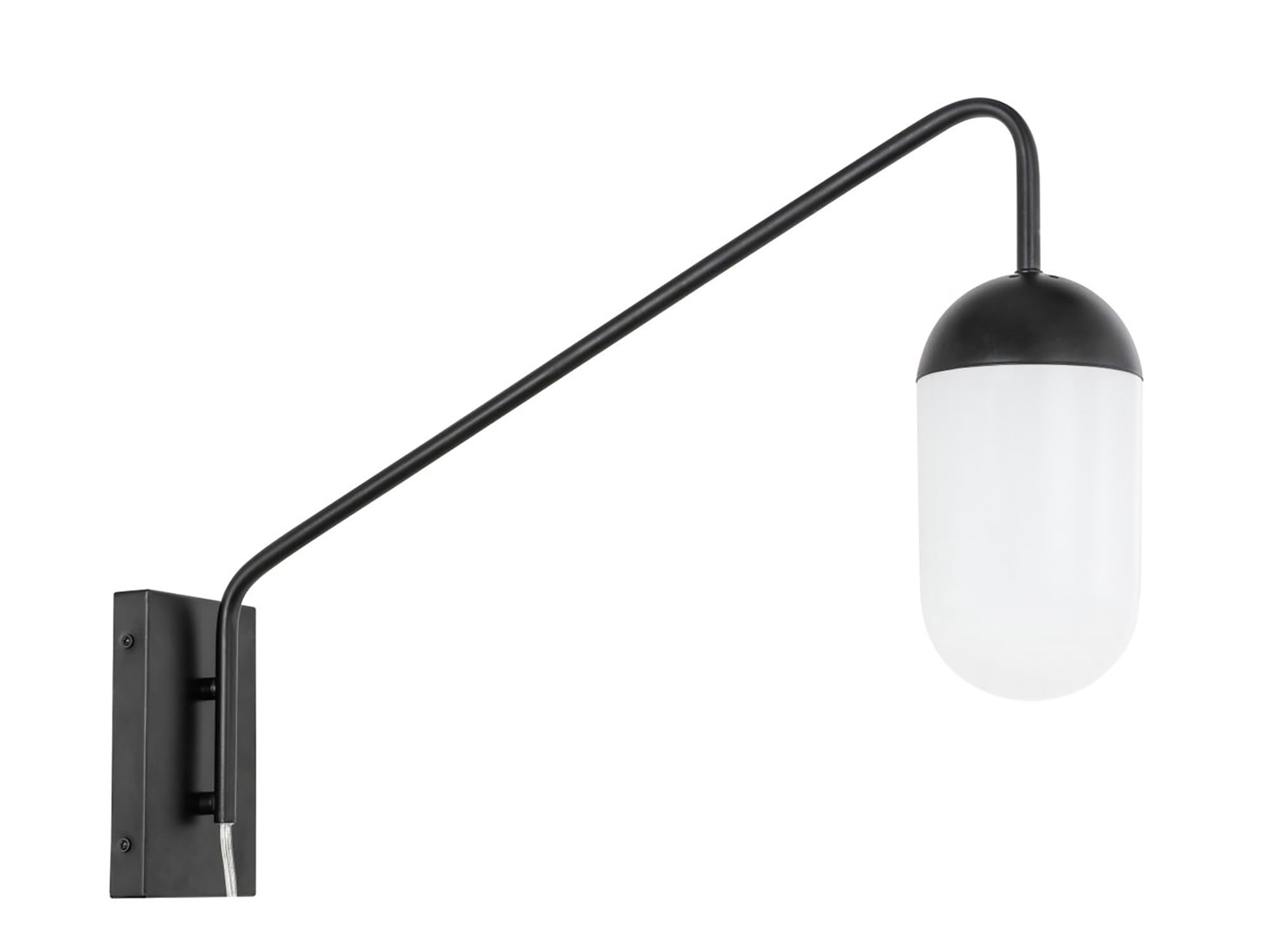 Living District Kace 1-Light Glass & Metal Wall Sconce in Black/Frosted White