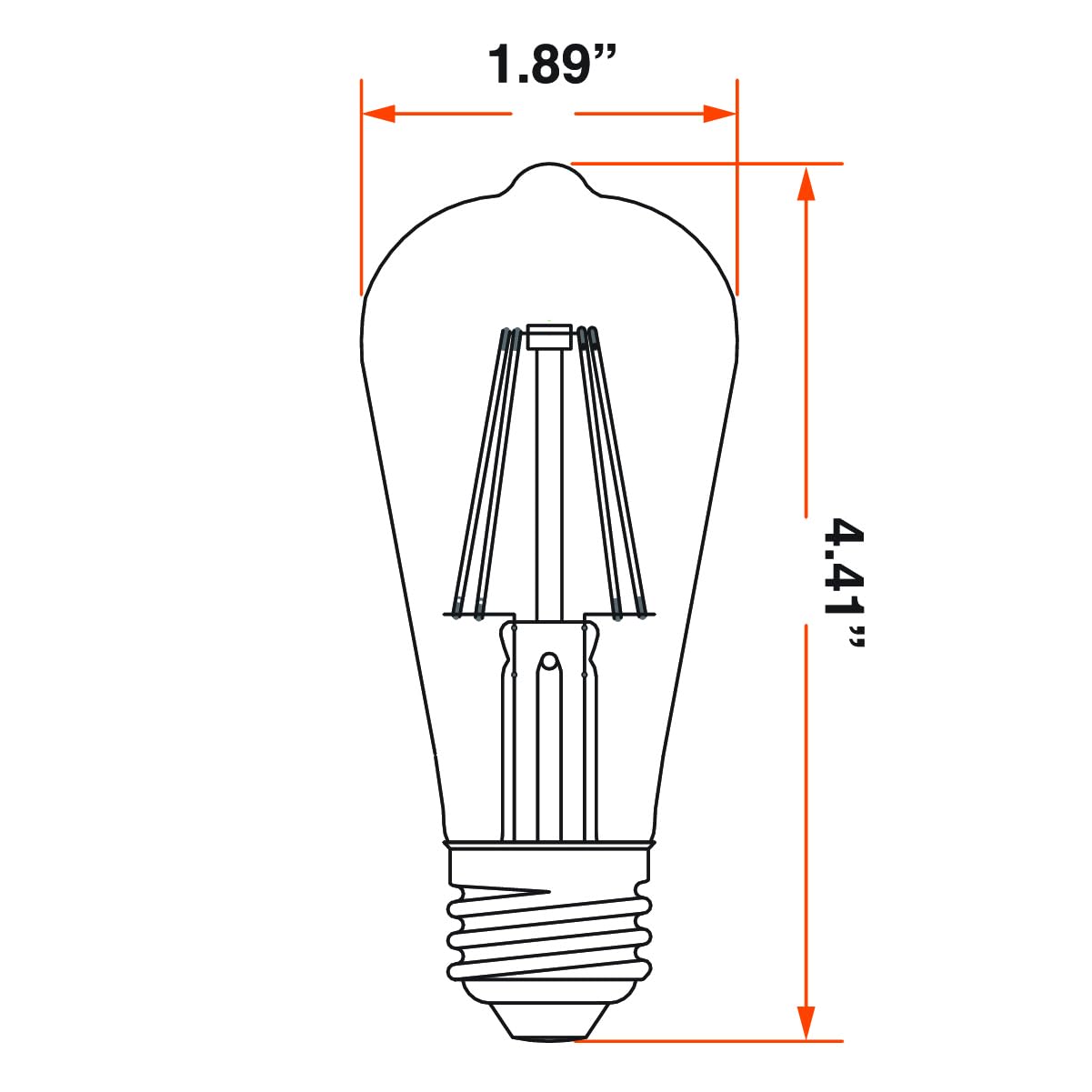 Sylvania St15 Clear Led White Filament Bulb, 5.5W, Dimmable, 500 Lms, Medium Base, 2700K, Soft White - 2 Pack (42268)