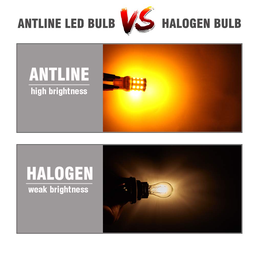 Antline 3157 3156 3057 4157 3056 LED Bulbs Amber Yellow, 12-24V Super Bright 1000 Lumens Replacement for Turn Signal Blinker Lig