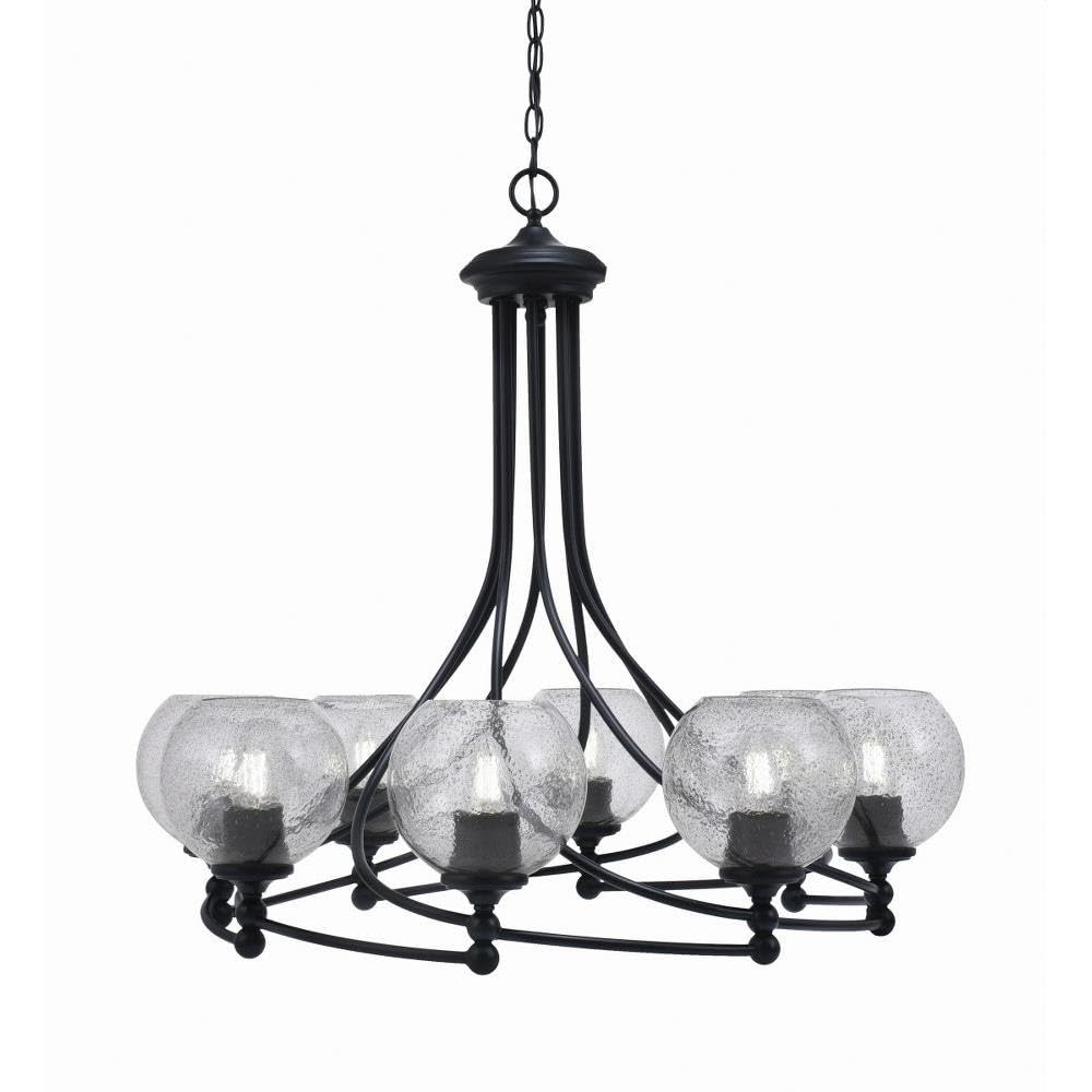 Toltec Lighting 908-MB-4102 Capri - 8 Light Uplight Chandelier-30.5 Inches Tall and 32.25 Inches Wide, Finish Color: Matte Black, Glass Color: Smoke Bubble