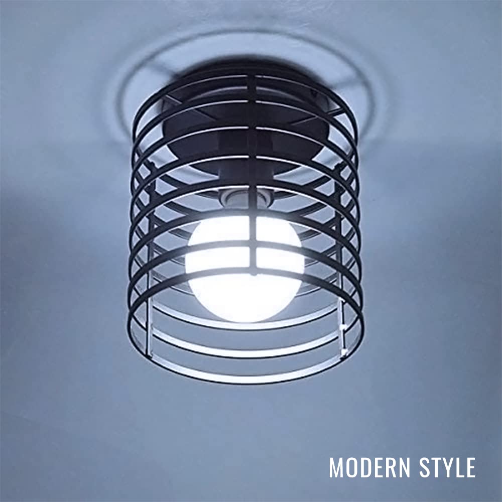 Lysed Small Ceiling Light Fixture Rustic Hallway Light Fixtures Ceiling, E26 E27 Base Black Industrial Semi Flush Mount Ceiling