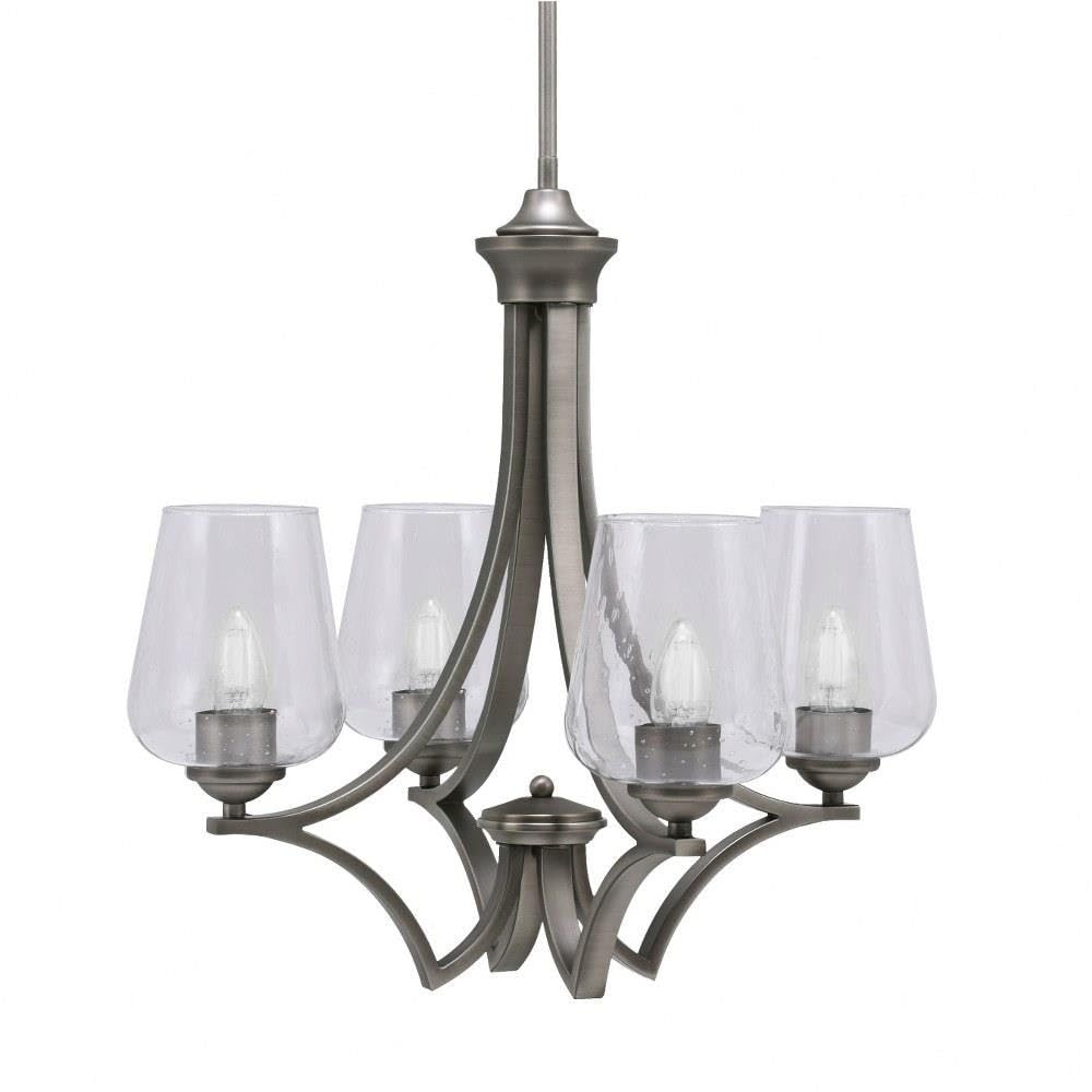 Toltec Lighting 564-GP-210 Zilo - 4 Light Uplight Chandelier-19.75 Inches Tall and 20.25 Inches Wide, Finish Color: Graphite, Glass Color: Clear Bubble