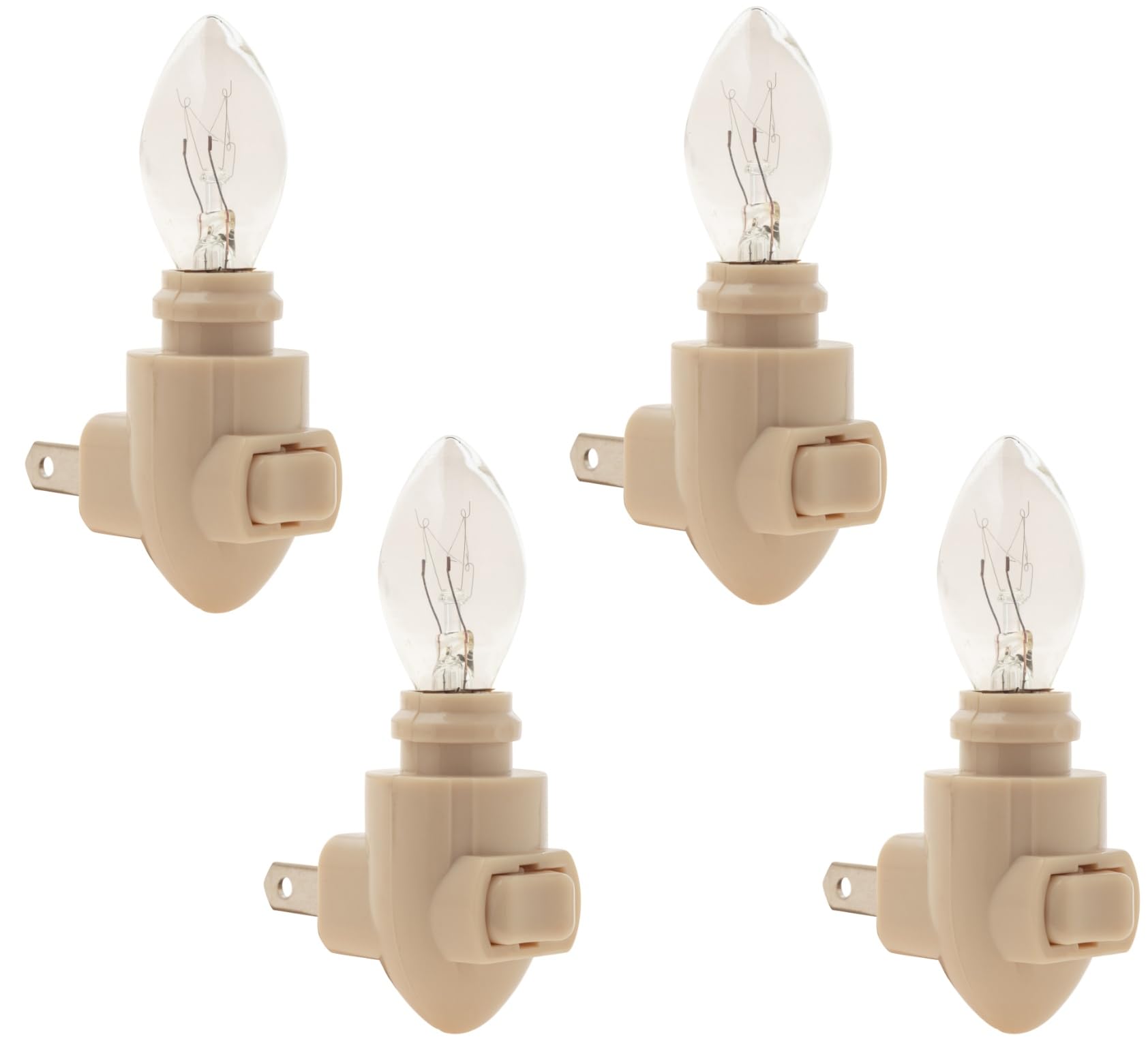 Creative Hobbies Plug in Night Light Module Includes 4 Watt Bulb, Ivory Plastic, Great for Making Your Own DIY Decorative Night Lights, Pack of 4